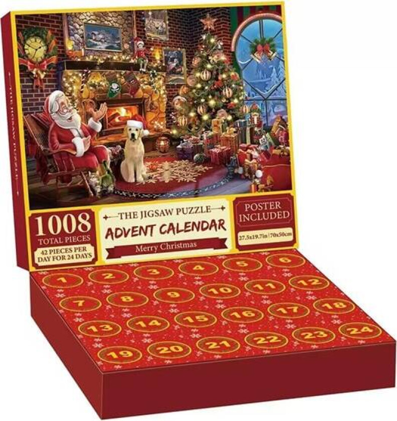Adventskalender med puslespill 70 × 50 cm - 1008 brikker