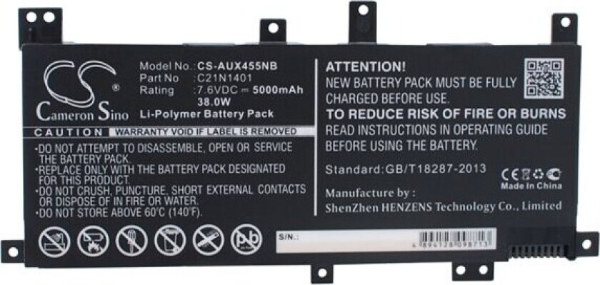 Batteri til bærbar PC for Asus X455LA, X455LA-WX078H, X455LA-WX063D og andre.