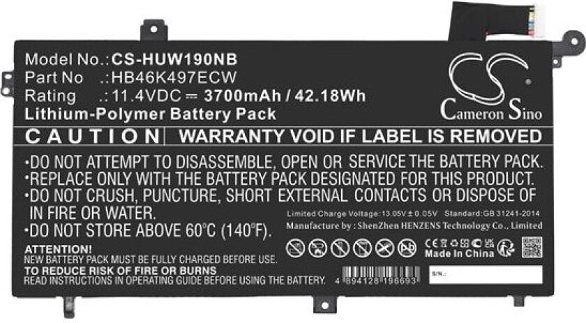 Batteri til bærbar PC for Huawei MateBook D 2018, MateBook D 53010BAJ og andre.
