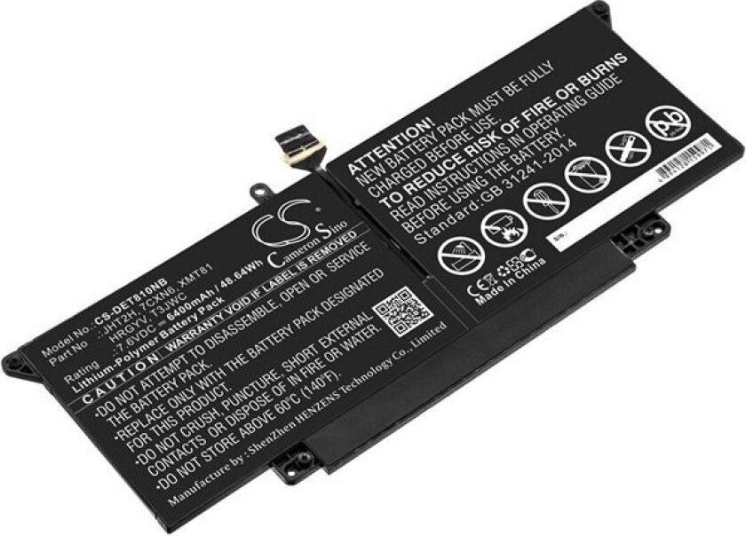 Batteri til bærbar PC for DELL Latitude 7410 2-i-1, H0DN8+QQ2-01024 og andre
