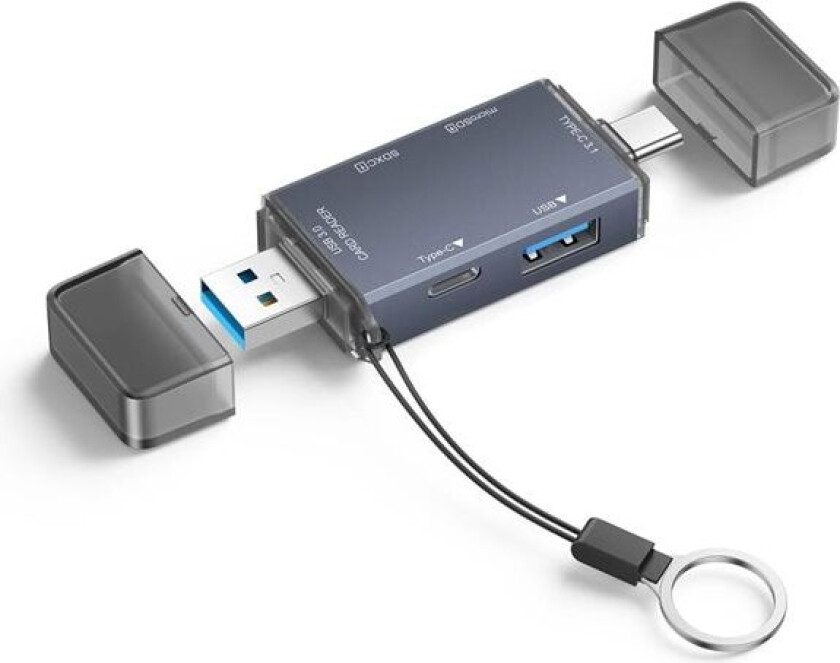 4-i-1 SD-kortleser med USB og USB-C