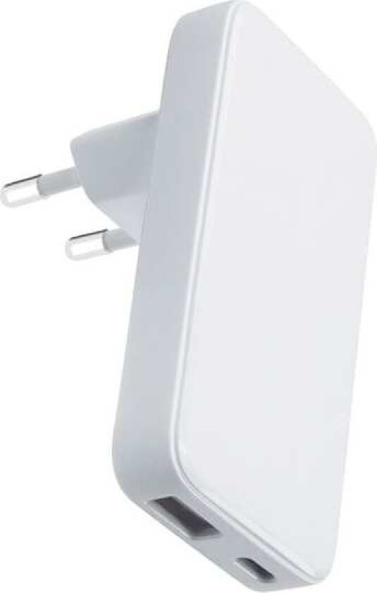 Qualo GaN Slim vegglader med USB og PD USB-C 45W - hvit