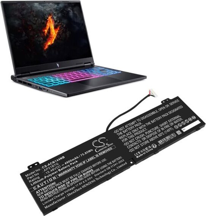 Batteri til bærbar PC for Acer Nitro 14 (AN14-41), Nitro 14 AN14-41-R0CD og andre.