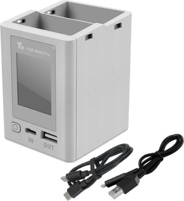Batterilader for 2 batterier til DJI Mini 4 Pro / Mini 3 Pro / Mini 3 med fargeskjerm