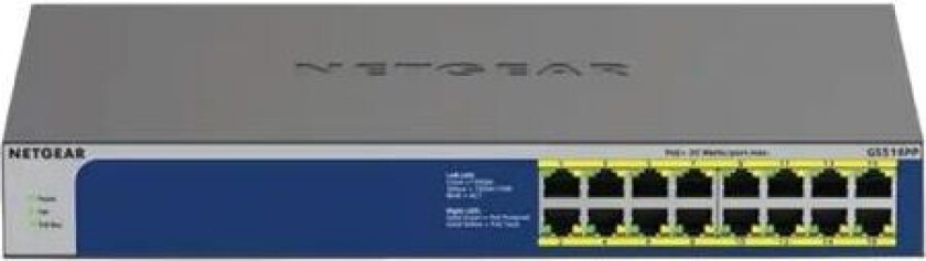 Netgear Gs516pp Unmanaged Gigabit Switch Poe 260w