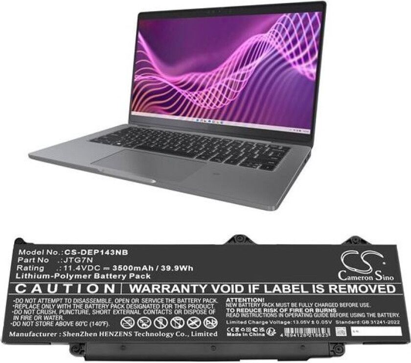 Batteri til bærbar PC for DELL Latitude 13 5340, Latitude 14 3440 DDR4 og andre.