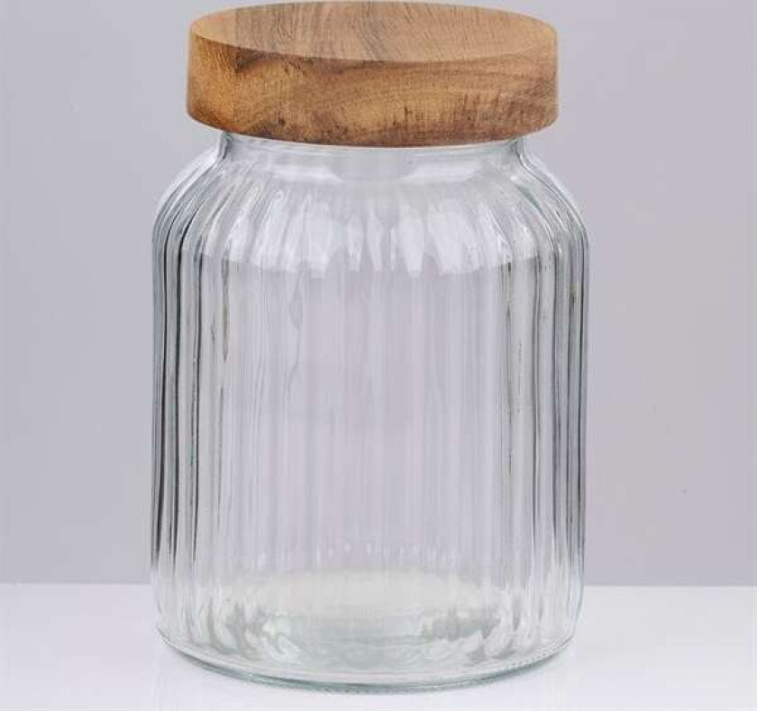 Glasskrukke med trelokk, ca. 1000 ml