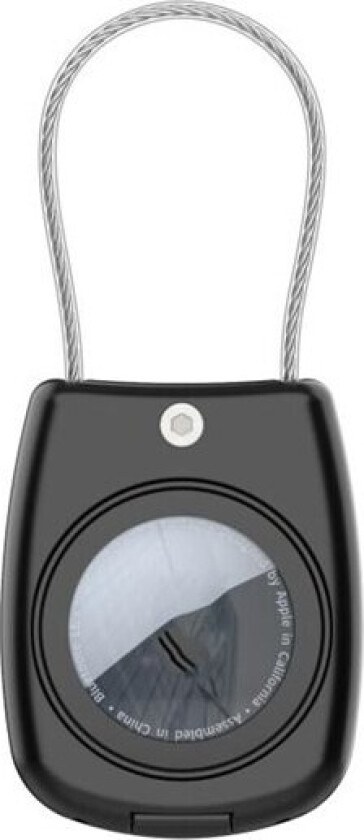 Vanntett holder for AirTag med kabel i rustfritt stål - svart