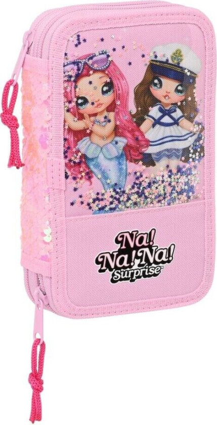 Dobbelt pennal Na!Na!Na! Surprise Sparkles Rosa (28 Deler)