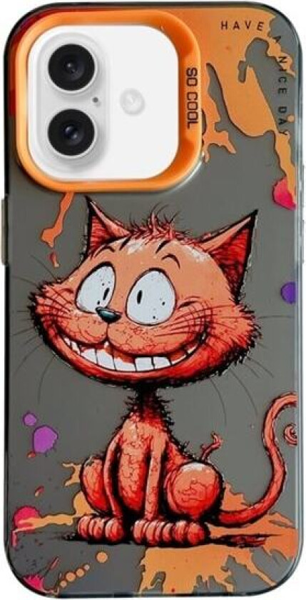 IPhone 16 Plus bakdeksel - Oljemaleri smilende katt