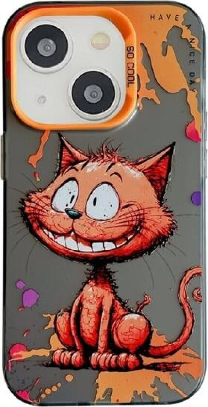 IPhone 14 bakdeksel - Oljemaleri smilende katt