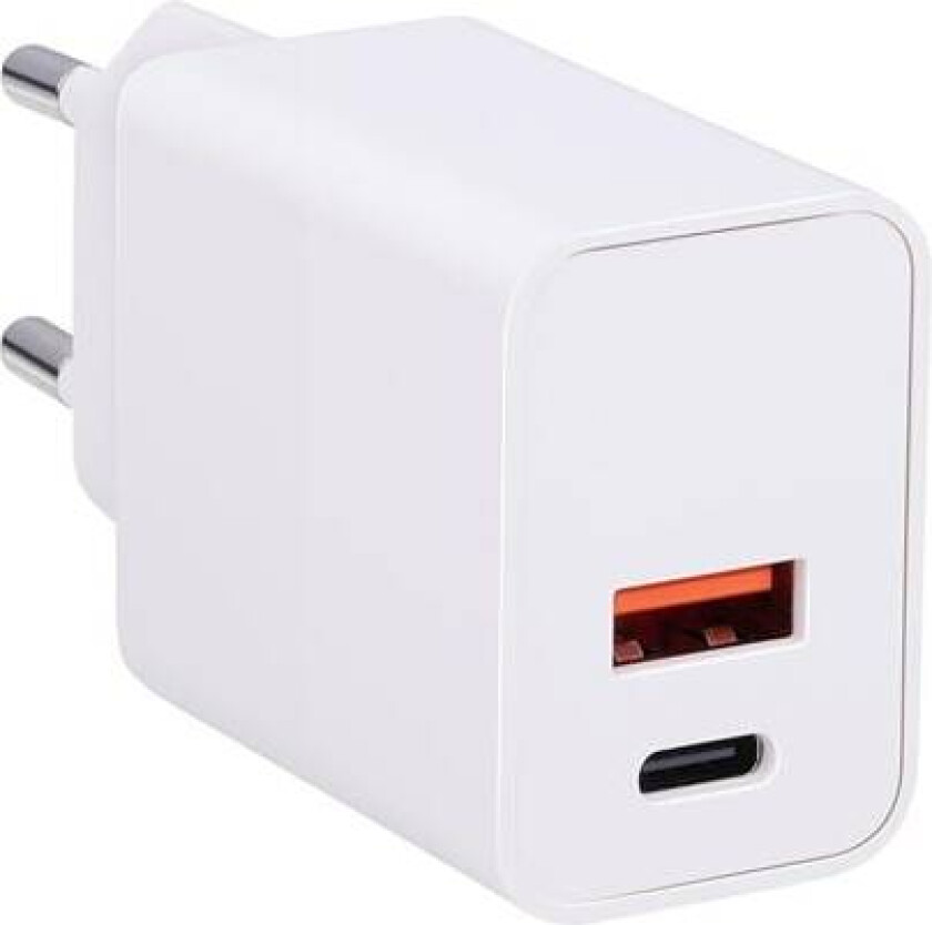 vegglader 20W med 1 USB, 1 USB-C
