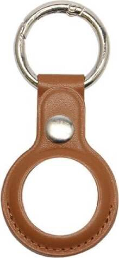 AirTag-holder i kunstskinn med nøkkelring - Brun