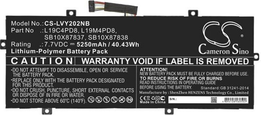 Batteri til bærbar PC for Lenovo Yoga Duet 2020