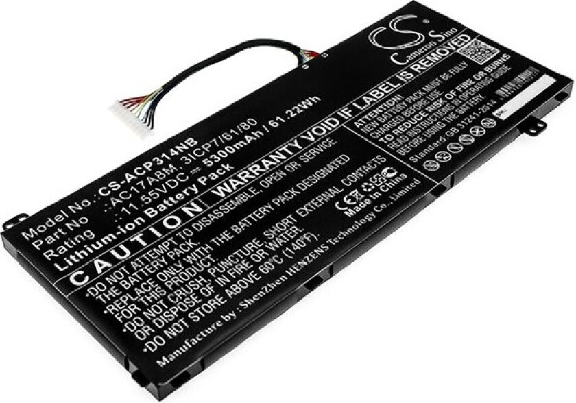 Batteri til bærbar PC for Acer Spin 3 SP314-52-599W, Spin 3 SP314-52-58AR og andre.
