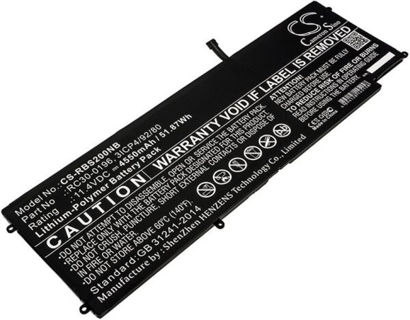 Batteri til bærbar PC for Razer Blade Stealth 2016 V2, RZ09-01964E31 og andre.