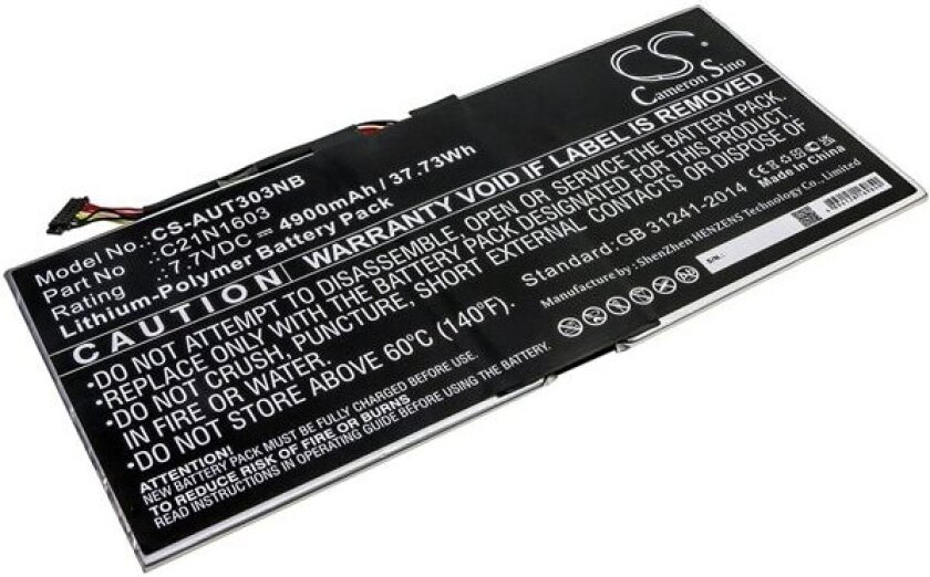 Batteri til bærbar PC for Asus T303UA-GN053T, T304UA-BC011R, T304UA-GN048T og andre.
