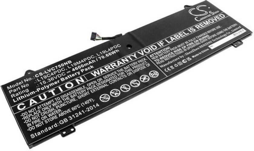 Batteri til bærbar PC for Lenovo Yoga C750 14 ITL, Yoga 14C ITL 2021 og andre.