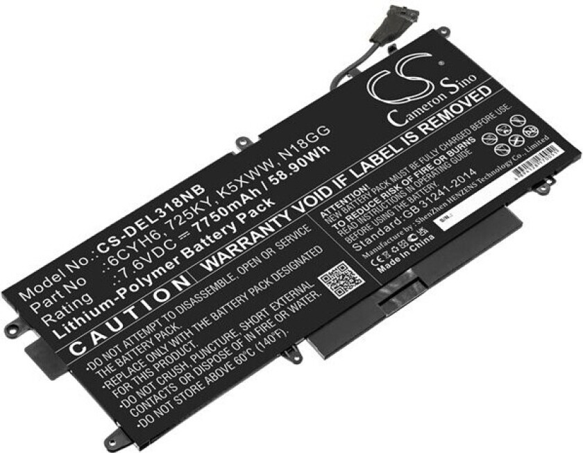 Batteri til bærbar PC for DELL N003L7390-C-D1606FTCN, Latitude E5289 og andre.
