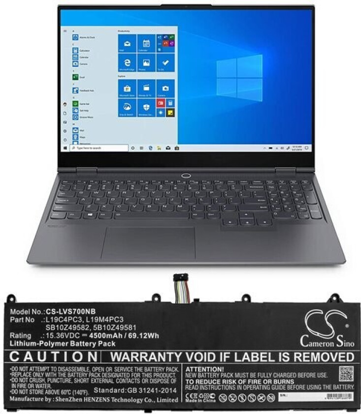Batteri til bærbar PC for Lenovo Legion S7, Legion R9000X, Legion S7 15IMH5 og andre.