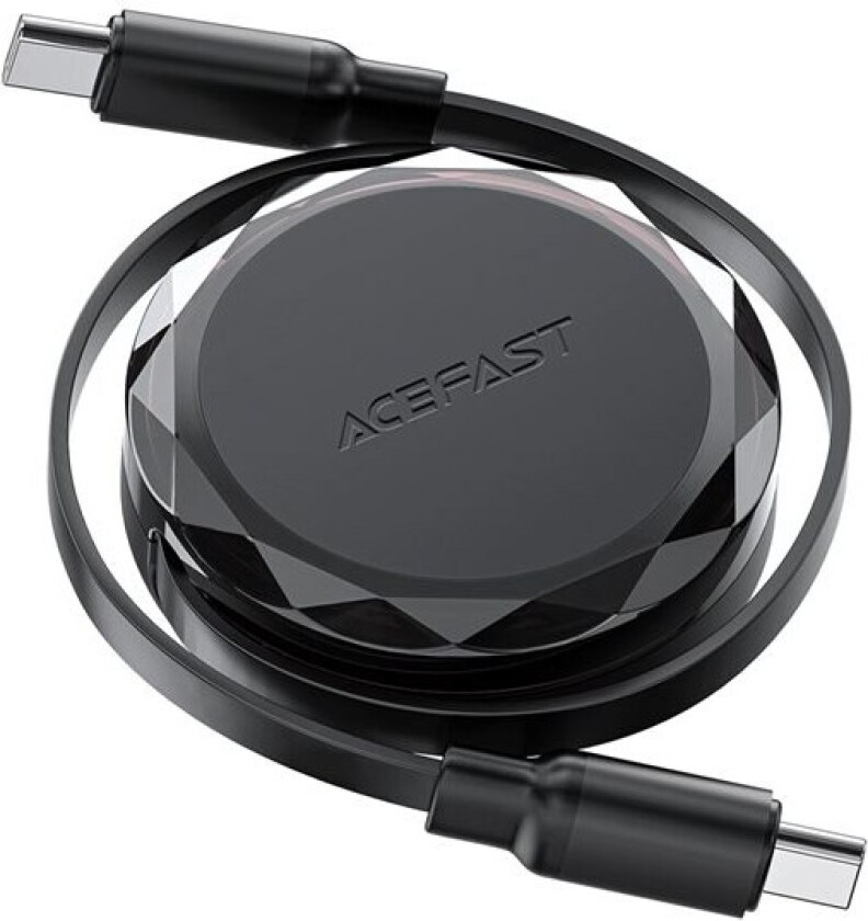 Acefast uttrekkbar USB-C-kabel 60W - Svart