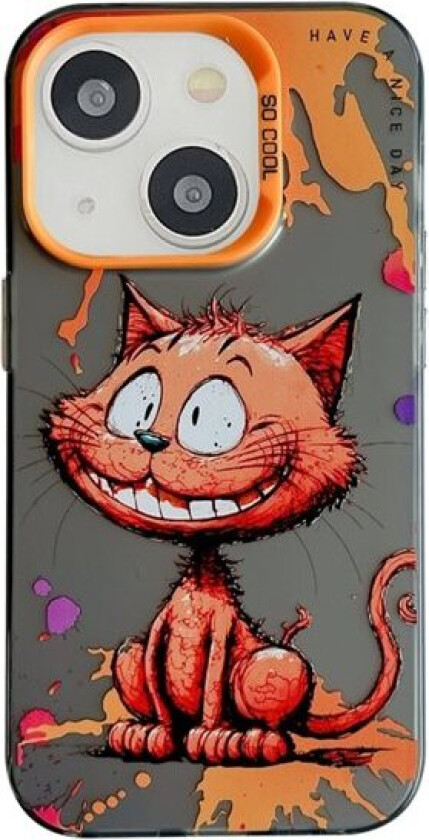 IPhone 15 bakdeksel - Oljemaleri smilende katt