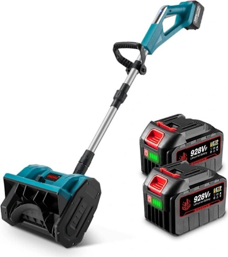 2500W elektrisk trådløs snøskuffe, batteridrevet elektrisk snøskuffe, egnet for bakgårder og gater, leveres med 2 batterier