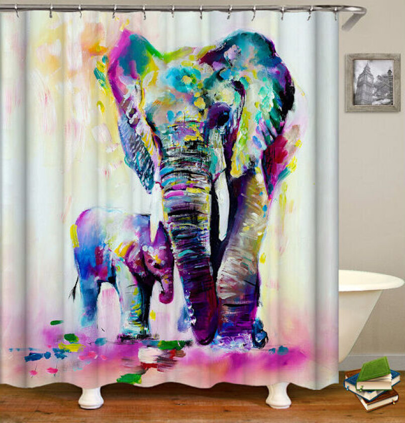 Ett sett (cx176, ca 180*180cm) 3d-printet dusjforheng elefant