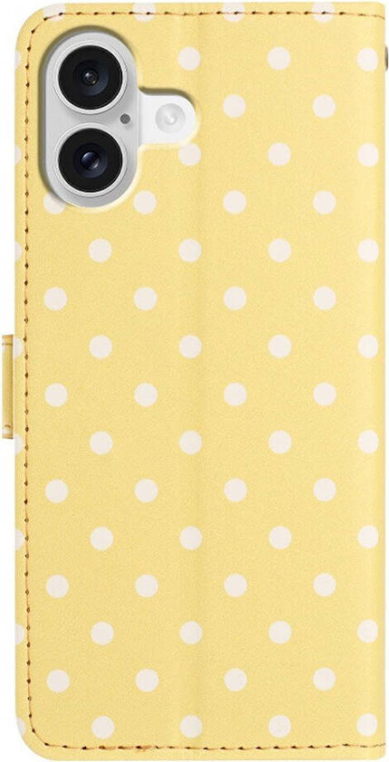 iPhone 17 Kunstskinn Flip Deksel m. Polka Design - Gul