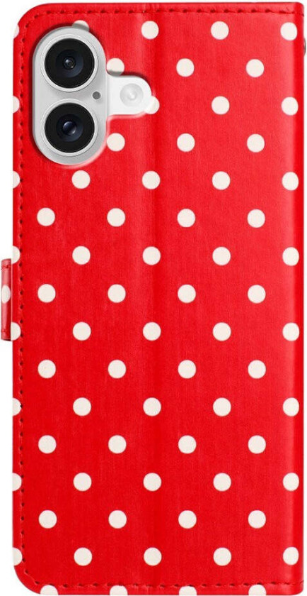 iPhone 17 Kunstskinn Flip Deksel m. Polka Design - Rød