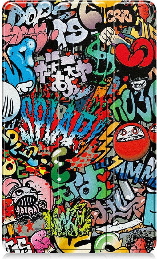 Samsung Galaxy Tab A11 Kunstskinn Flipp Deksel med Motiv - Graffiti