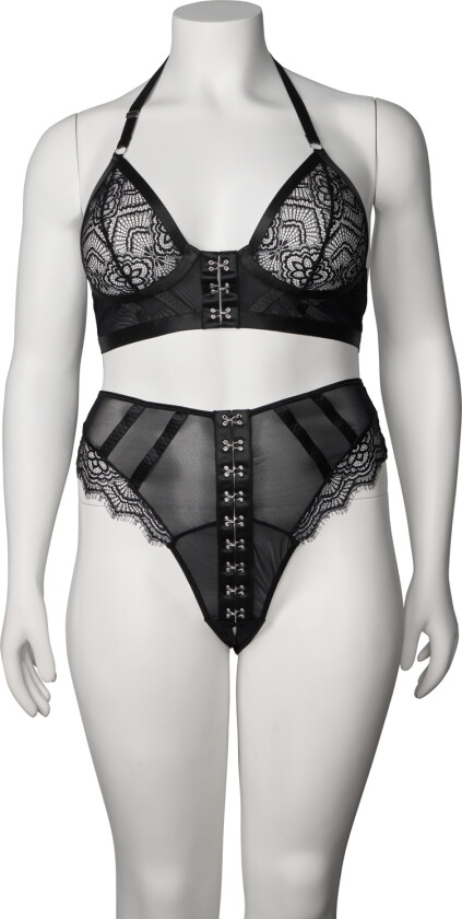 Moments Thalia BH og Bunnløs Truse Sett - Svart - Plus size