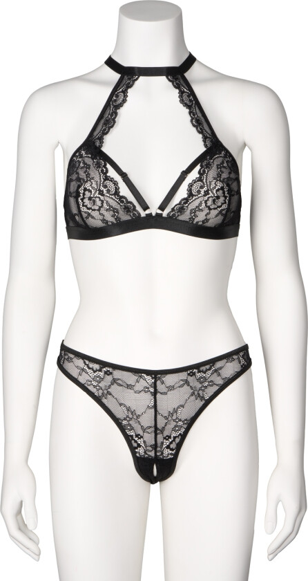 Moments Elin Halterneck og Bunnløs Truse Sett - Svart - One Size