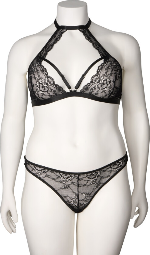 Moments Elin Halterneck og Bunnløs Truse Sett - Svart - Plus size