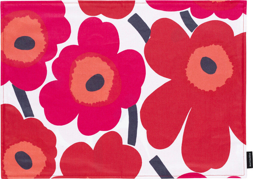 Unikko bordbrikke 31 x 42 cm, hvit/rød