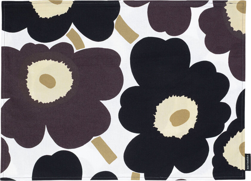 Unikko bordbrikke 31 x 42 cm, hvit/mørkegrå/beige