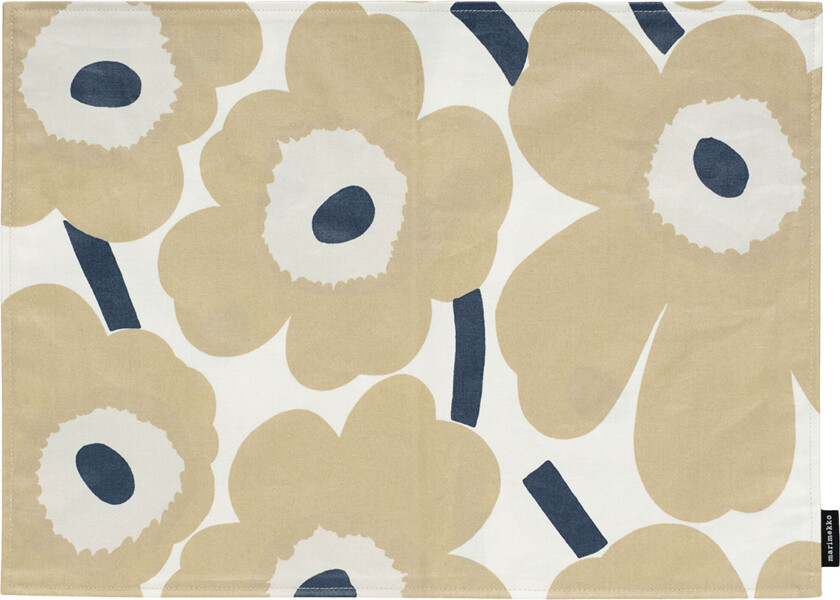 Bilde av Unikko bordbrikke 31 x 42 cm, hvit/beige/mørkeblå