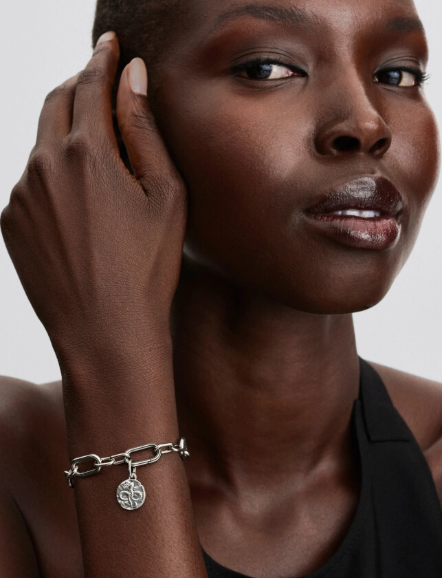 Infinity Snake Sterling Silver Medallion With Clear Cubic Zirconia - Silver - ONE SIZE