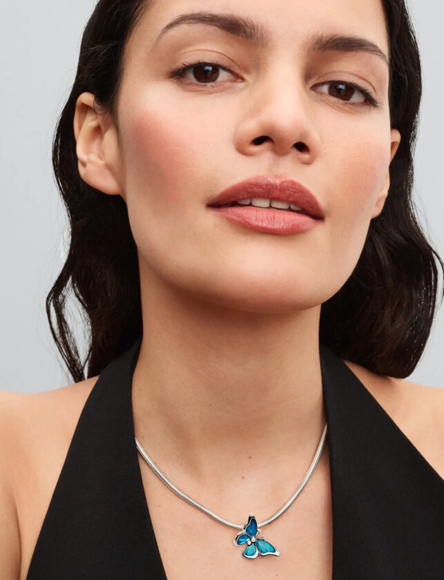 Butterfly Sterling Silver Charm With Clear Cubic Zirconia, Black, Teal And Purple Enamel - Silver - ONE SIZE