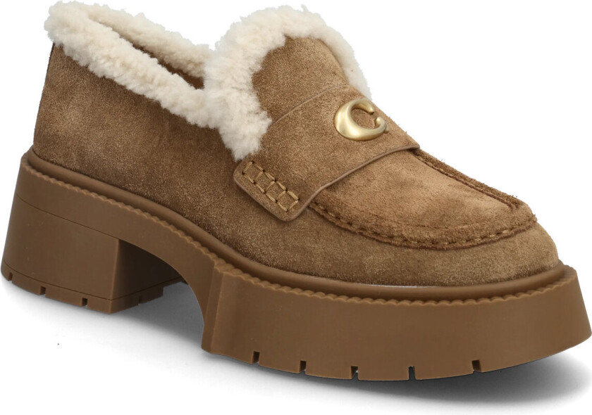 Leah Platform Shearling Loafer - Brown - 39.5