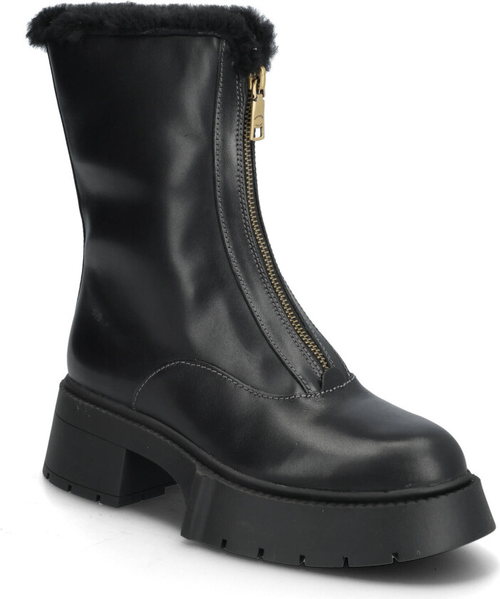 Leah Platform Shearling Zip Bootie - Black - 36.5