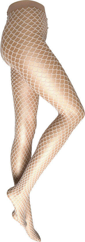 Velvet Net Illusion Tights - Beige - XS