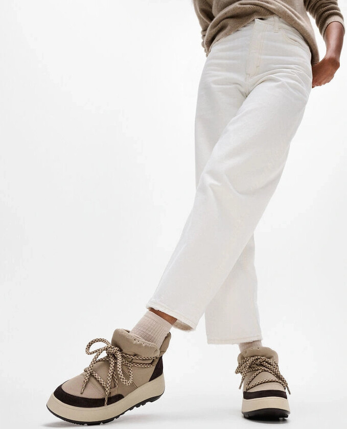 F-Mode W/Resistant Biofleece Mesh Flatform Booties - Beige - EU41