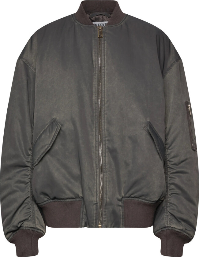 Oversized Twill Bomber Jacket - Grey - S