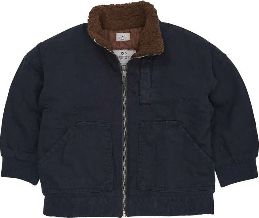 Twill Bumper Jacket W. Sherpa Collar - Navy - 152