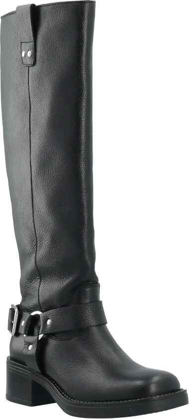 Biamary Knee High Biker Boot Tumbled Leather - Black - 41