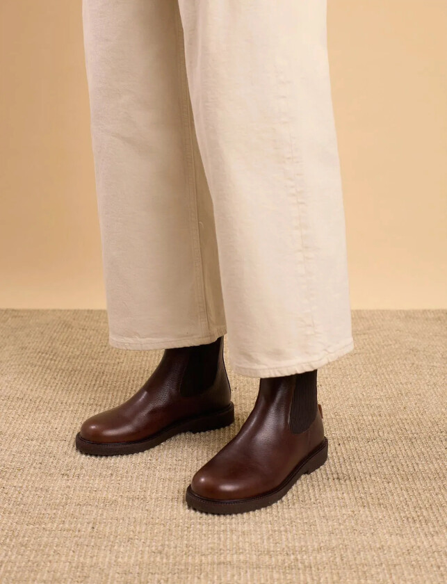 Booties - Flat - With Elastic - Brown - 37.5