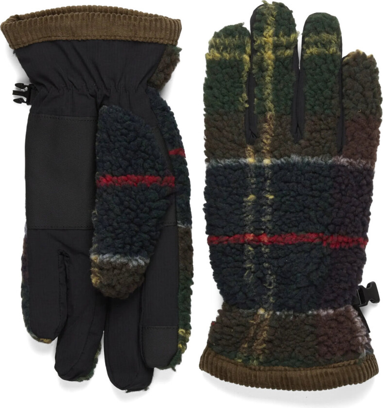 Field Tartan Fleece Gloves - Green - M