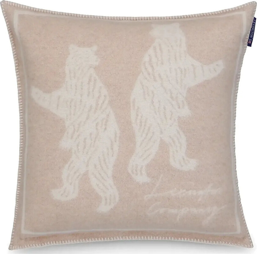 Bilde av Bears Jacquard Recycled Wool Pillow Cover - Beige - 50X50