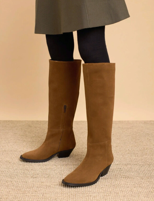 Booties - Block Heel - With Elas - Brown - 38